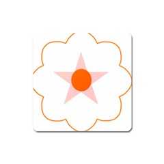 Test Flower Star Circle Orange Square Magnet