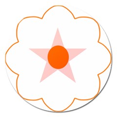 Test Flower Star Circle Orange Magnet 5  (round)