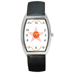 Test Flower Star Circle Orange Barrel Style Metal Watch