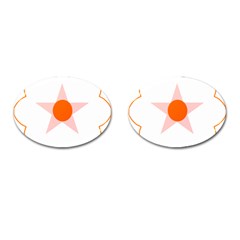 Test Flower Star Circle Orange Cufflinks (oval) by Mariart