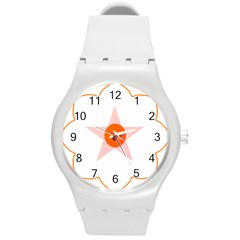 Test Flower Star Circle Orange Round Plastic Sport Watch (m)