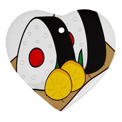 Sushi Food Japans Heart Ornament (two Sides) by Mariart