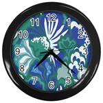 Tropics Leaf Bluegreen Wall Clocks (Black) Front