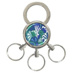 Tropics Leaf Bluegreen 3-ring Key Chains by Mariart