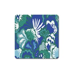 Tropics Leaf Bluegreen Square Magnet