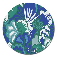 Tropics Leaf Bluegreen Magnet 5  (Round)