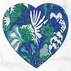 Tropics Leaf Bluegreen Jigsaw Puzzle (heart) by Mariart