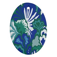 Tropics Leaf Bluegreen Oval Ornament (Two Sides)