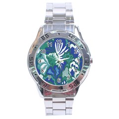 Tropics Leaf Bluegreen Stainless Steel Analogue Watch