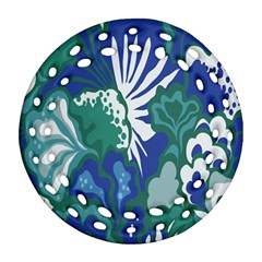 Tropics Leaf Bluegreen Ornament (Round Filigree)