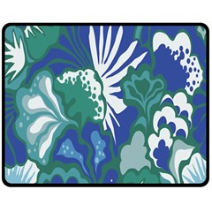 Tropics Leaf Bluegreen Double Sided Fleece Blanket (Medium) 