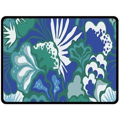 Tropics Leaf Bluegreen Double Sided Fleece Blanket (Large) 