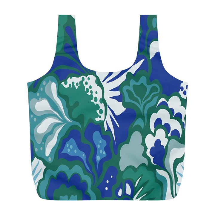 Tropics Leaf Bluegreen Full Print Recycle Bags (L) 