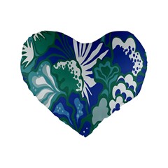 Tropics Leaf Bluegreen Standard 16  Premium Flano Heart Shape Cushions