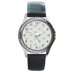 Star Sign Plaid Round Metal Watch