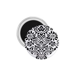 Vintage Damask Black Flower 1 75  Magnets by Mariart