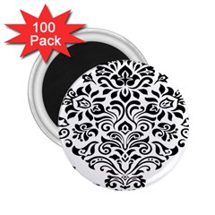 Vintage Damask Black Flower 2 25  Magnets (100 Pack)  by Mariart