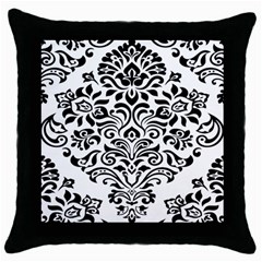 Vintage Damask Black Flower Throw Pillow Case (black) by Mariart