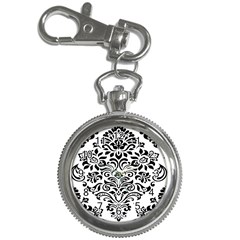 Vintage Damask Black Flower Key Chain Watches by Mariart