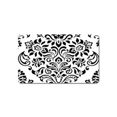 Vintage Damask Black Flower Magnet (name Card) by Mariart