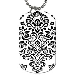 Vintage Damask Black Flower Dog Tag (one Side) by Mariart