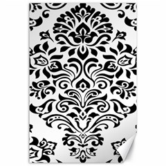 Vintage Damask Black Flower Canvas 24  X 36  by Mariart