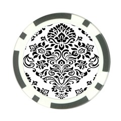 Vintage Damask Black Flower Poker Chip Card Guard