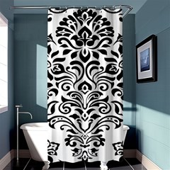 Vintage Damask Black Flower Shower Curtain 36  X 72  (stall)  by Mariart