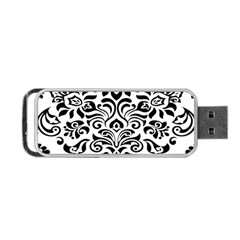 Vintage Damask Black Flower Portable Usb Flash (two Sides) by Mariart