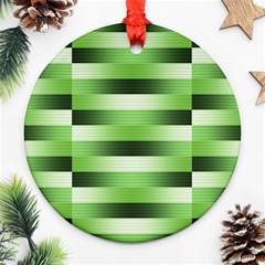 View Original Pinstripes Green Shapes Shades Ornament (round) by Mariart