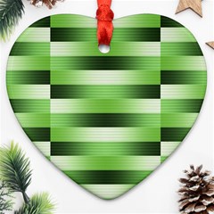 View Original Pinstripes Green Shapes Shades Ornament (heart) by Mariart