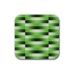 View Original Pinstripes Green Shapes Shades Rubber Coaster (square) 