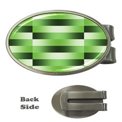 View Original Pinstripes Green Shapes Shades Money Clips (oval)  by Mariart