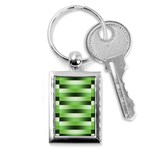 View Original Pinstripes Green Shapes Shades Key Chains (Rectangle)  Front