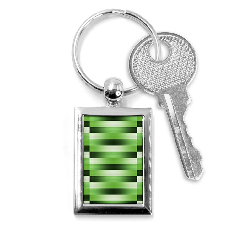 View Original Pinstripes Green Shapes Shades Key Chains (Rectangle) 