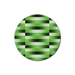 View Original Pinstripes Green Shapes Shades Rubber Round Coaster (4 Pack) 