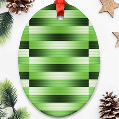 View Original Pinstripes Green Shapes Shades Oval Ornament (two Sides) by Mariart