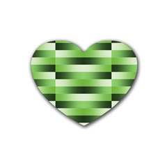 View Original Pinstripes Green Shapes Shades Rubber Coaster (heart)  by Mariart