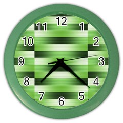 View Original Pinstripes Green Shapes Shades Color Wall Clocks by Mariart