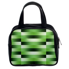 View Original Pinstripes Green Shapes Shades Classic Handbags (2 Sides) by Mariart