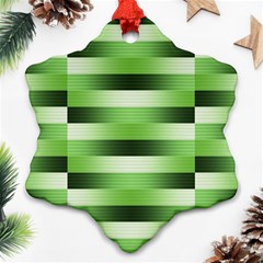 View Original Pinstripes Green Shapes Shades Snowflake Ornament (two Sides) by Mariart