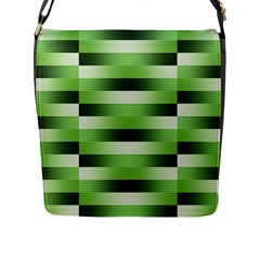 View Original Pinstripes Green Shapes Shades Flap Messenger Bag (l) 