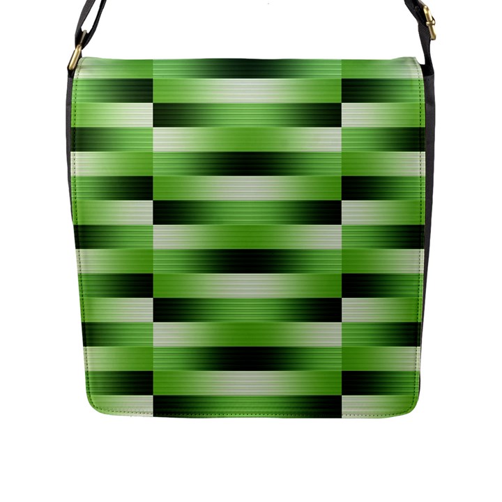 View Original Pinstripes Green Shapes Shades Flap Messenger Bag (L) 