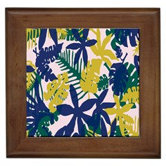 Tropics Leaf Yellow Green Blue Framed Tiles