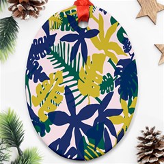 Tropics Leaf Yellow Green Blue Ornament (oval)