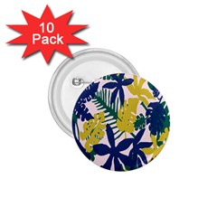 Tropics Leaf Yellow Green Blue 1 75  Buttons (10 Pack)