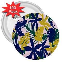 Tropics Leaf Yellow Green Blue 3  Buttons (100 Pack) 