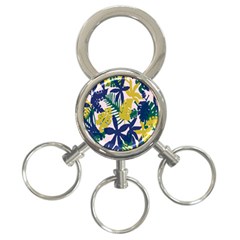 Tropics Leaf Yellow Green Blue 3-ring Key Chains