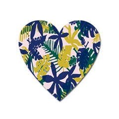 Tropics Leaf Yellow Green Blue Heart Magnet