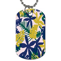 Tropics Leaf Yellow Green Blue Dog Tag (one Side)